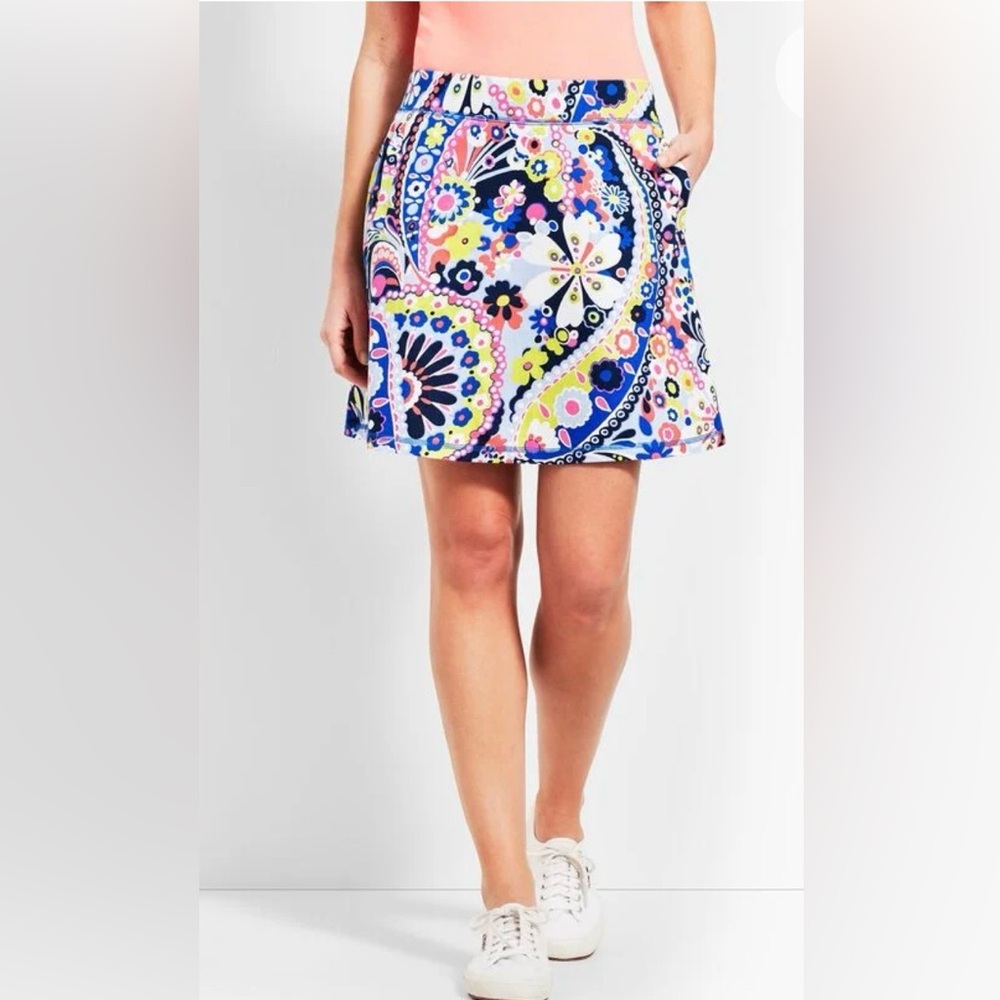 Talbots UPF Navy Floral Paisley Print Skort, Size Medium - Picture 2 of 14